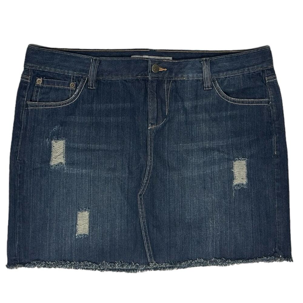 OLD NAVY Jean Skirt Womens Size 14 Regular Distressed Blue